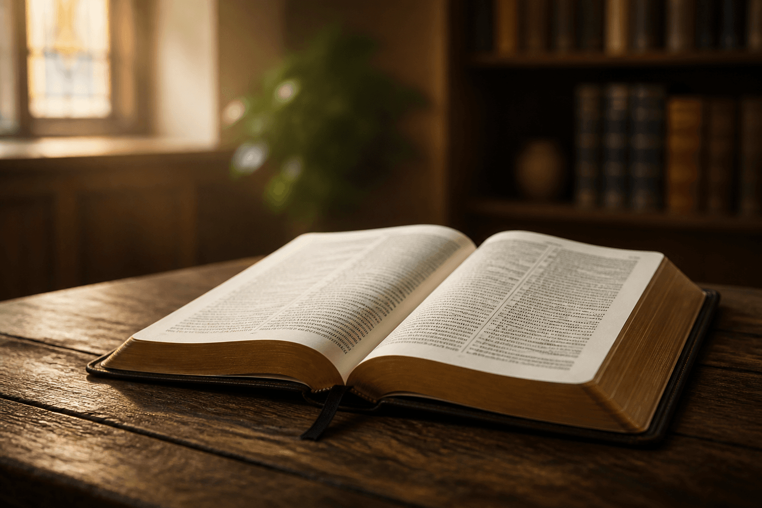 Biblia abierta sobre una mesa